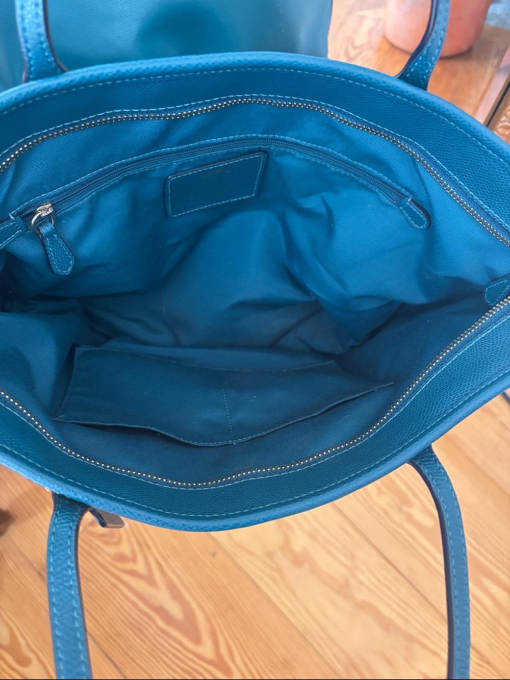 Coach City Zip Tote in Crossgrain Leather Dark Teal F36875 - Picture 7 of 7
